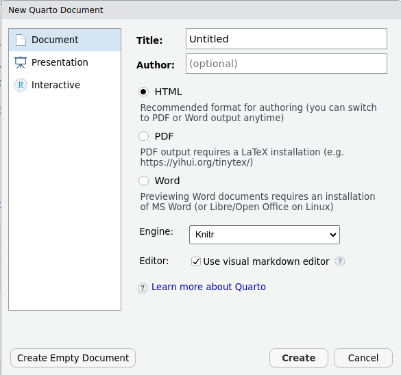 Click on 'Create' when this dialog box appears Click on 'Create' when this dialog box appears